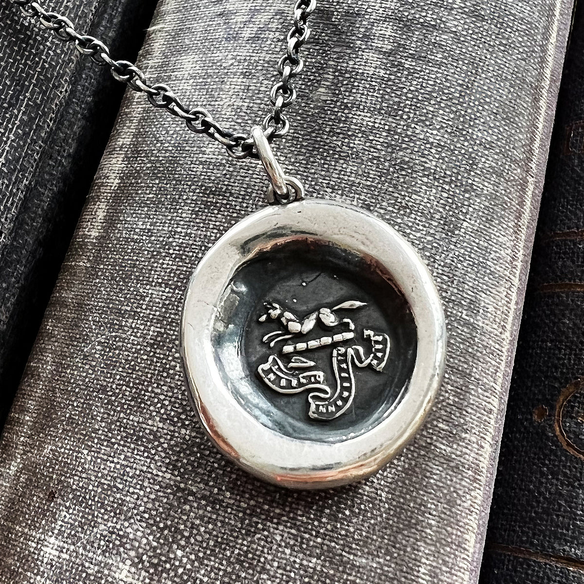 Fox charm wax seal necklace