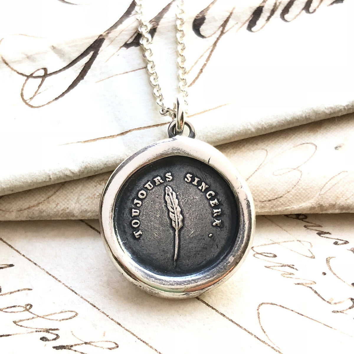 Friendship feather Always Sincere with a silver chain
