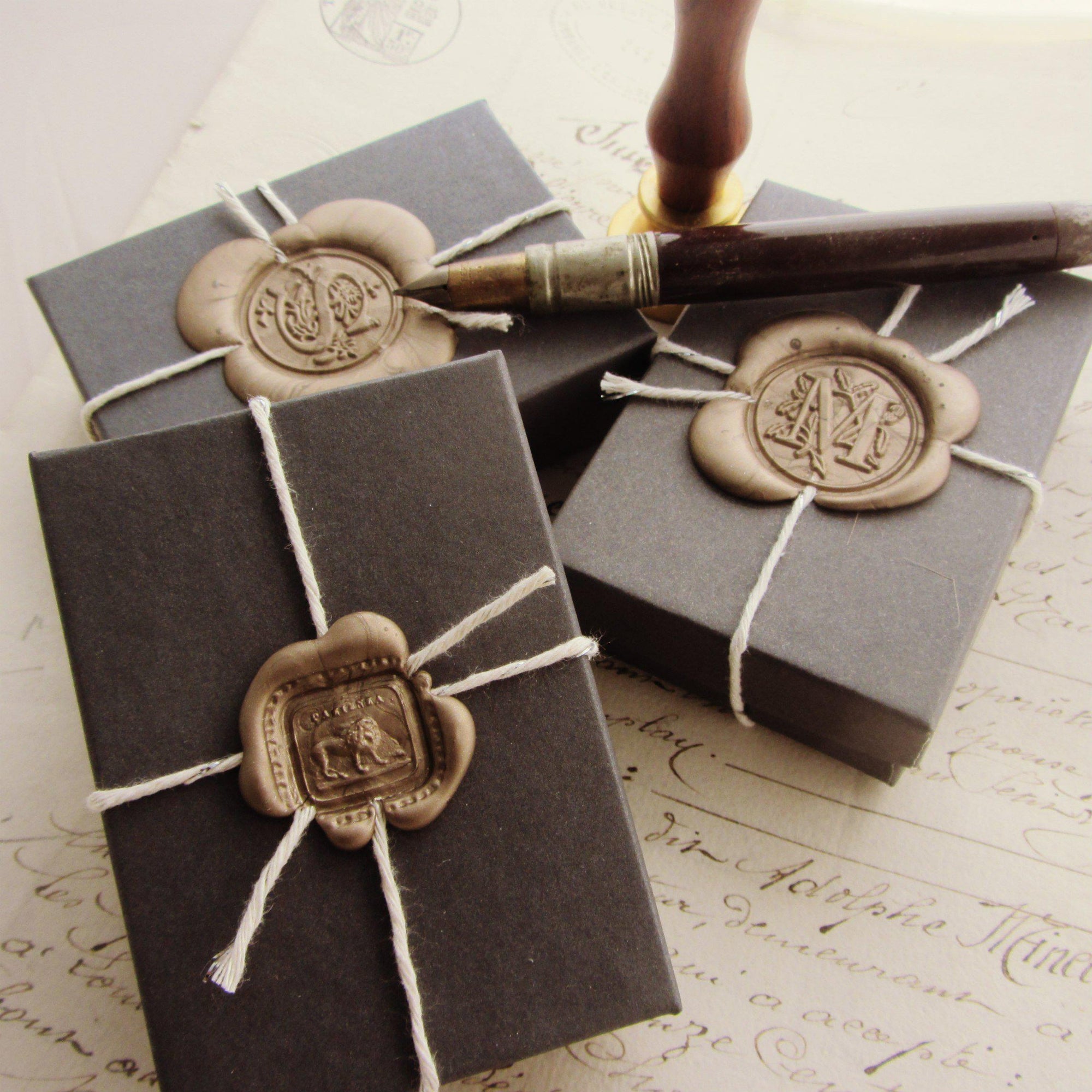 Custom Gift Wrap for Wax Seal Jewelry three boxes