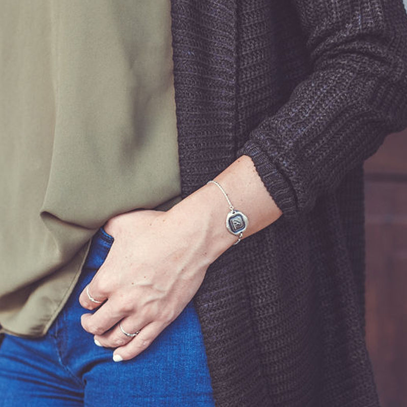 Wax Seal adjustable bracelet on a model