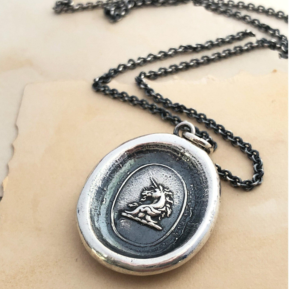 Unicorn wax seal necklace