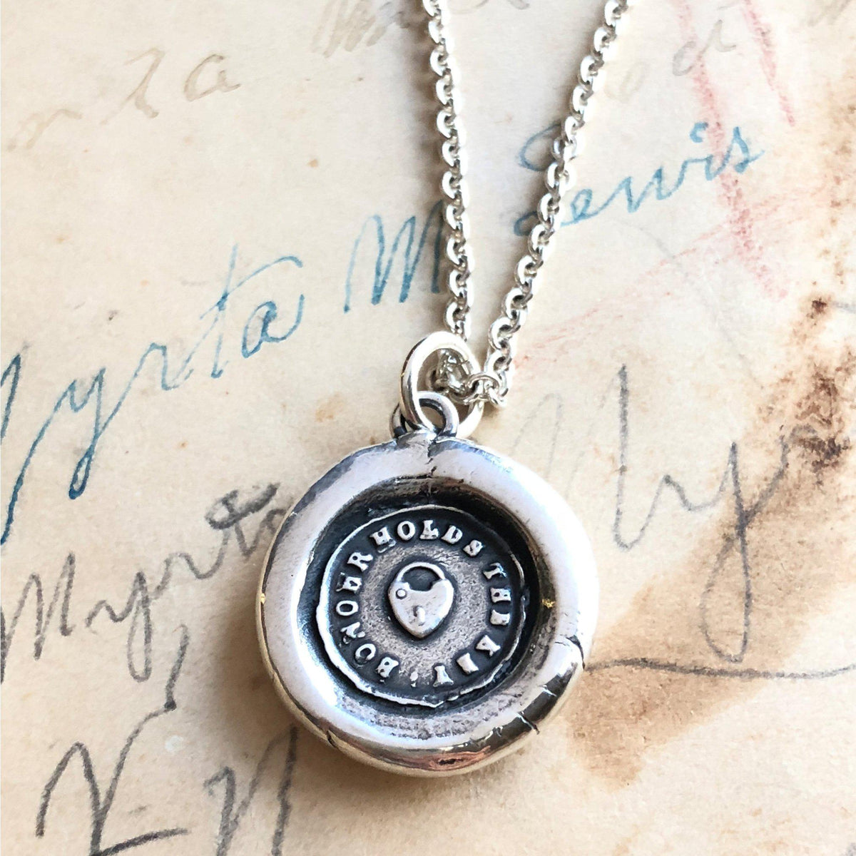 heart padlock wax seal necklace with chain