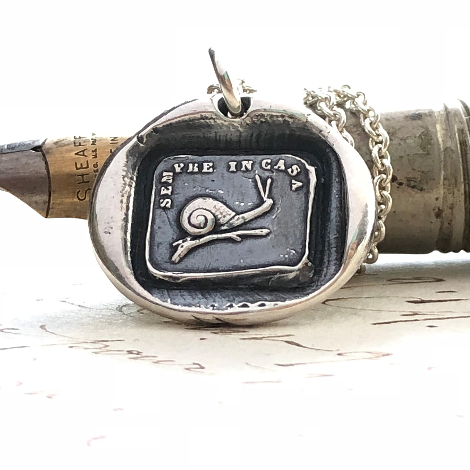 Snail wax seal necklace