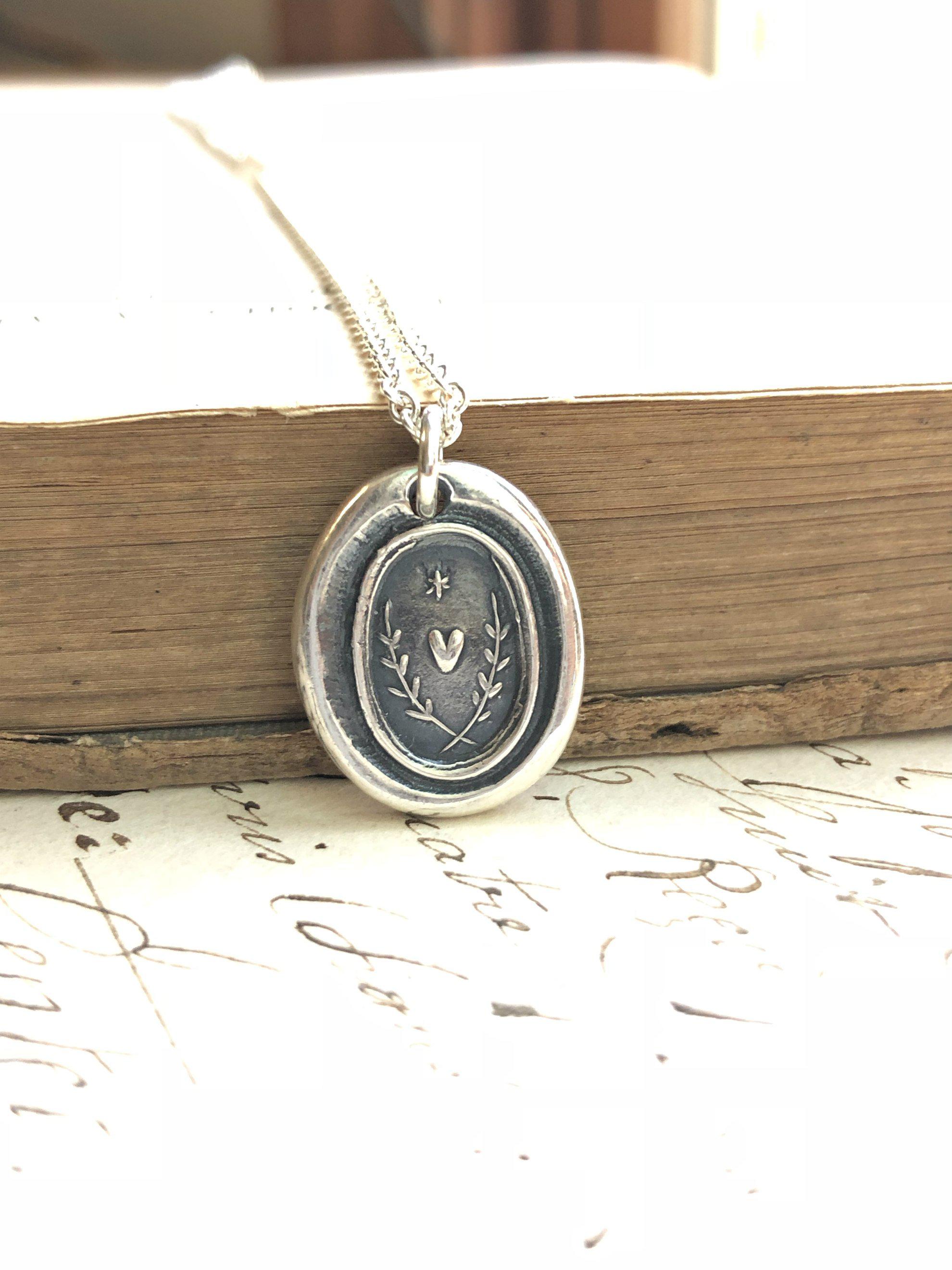 Heart with a star wax seal necklace