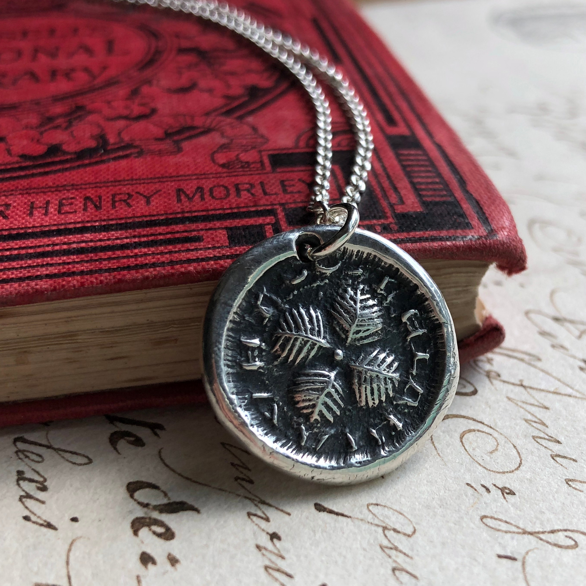 four leaf clover wax seal necklace - medieval wax seal jewelry