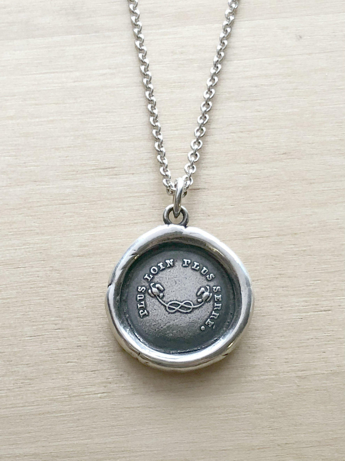 Mothers knot wax seal necklace silver chain
