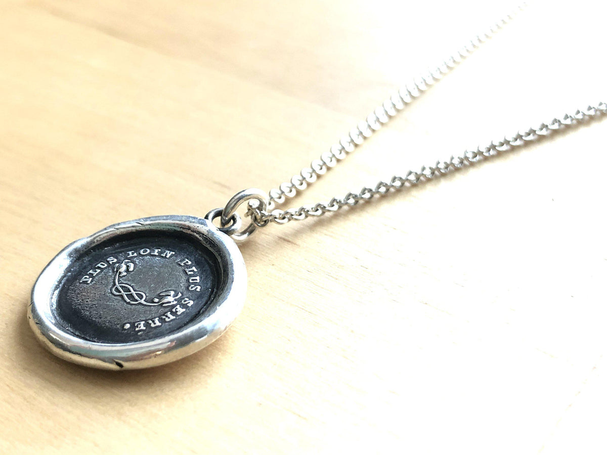 Mothers knot wax seal necklace side view