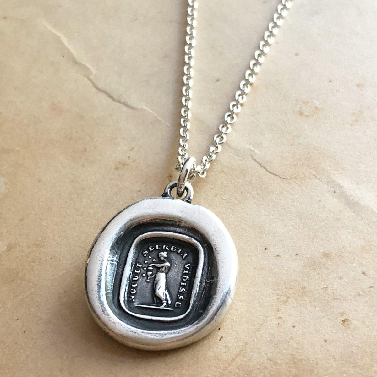 Pandora box wax seal necklace with a chian