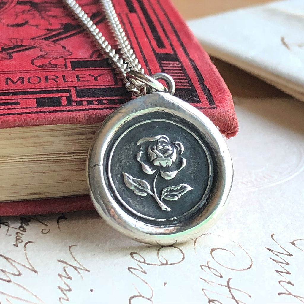 Wax shops Seal Necklace Not Without Thorns antique wax seal jewelry Rose Motto by RQP Studio