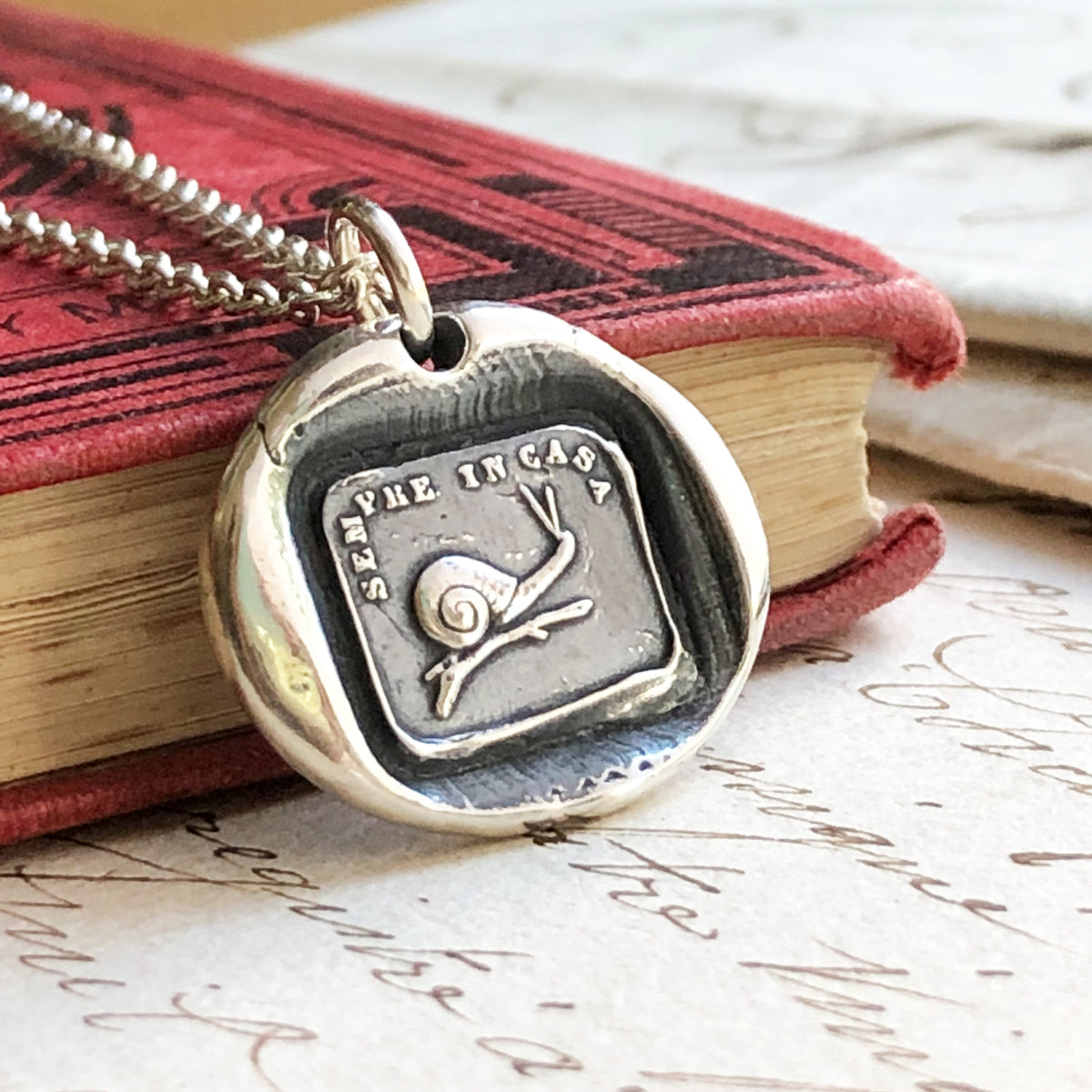 Snail wax seal necklace