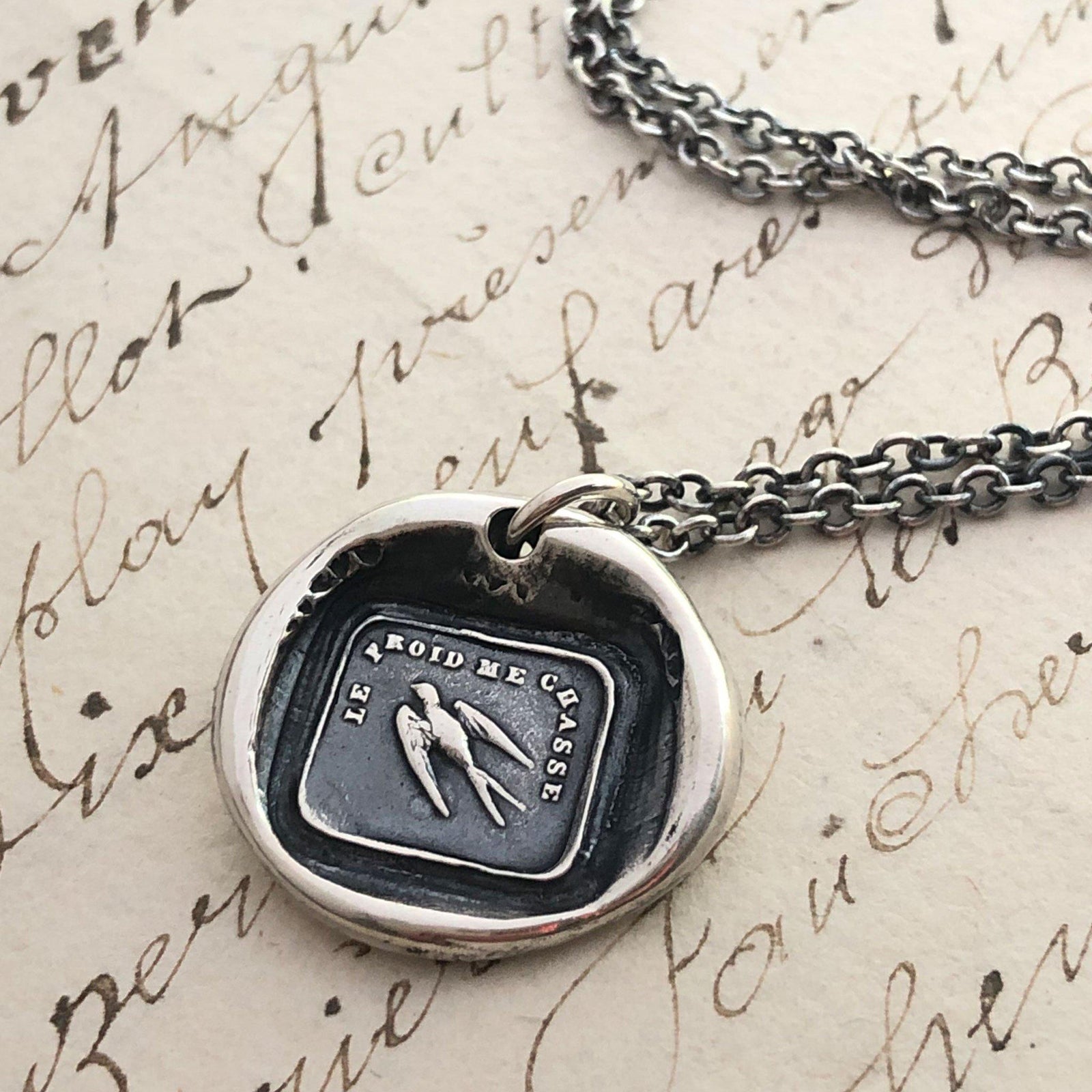 Swallow wax seal necklace