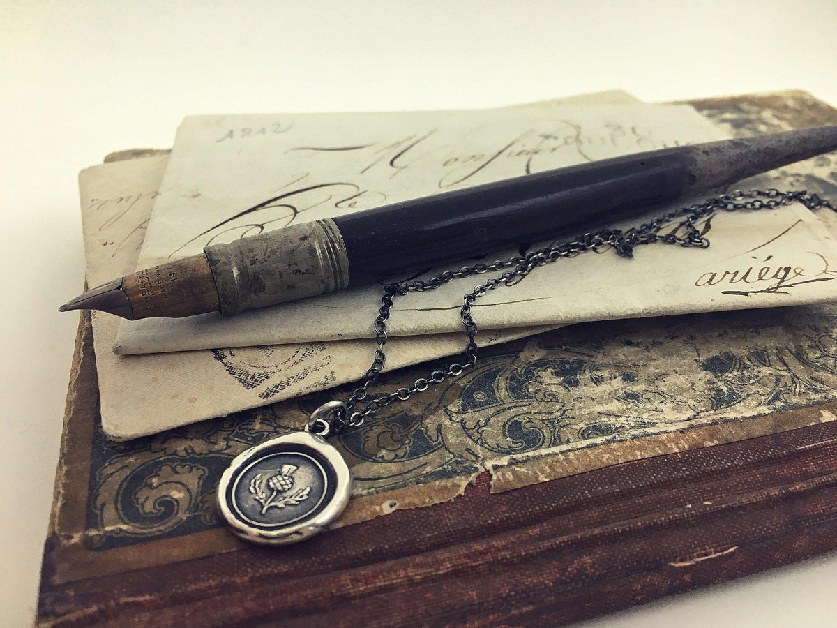 Scottish Thistle wax seal necklace pen